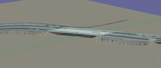 Merced 99 corridor model in Lexo, aerial view along SR 99